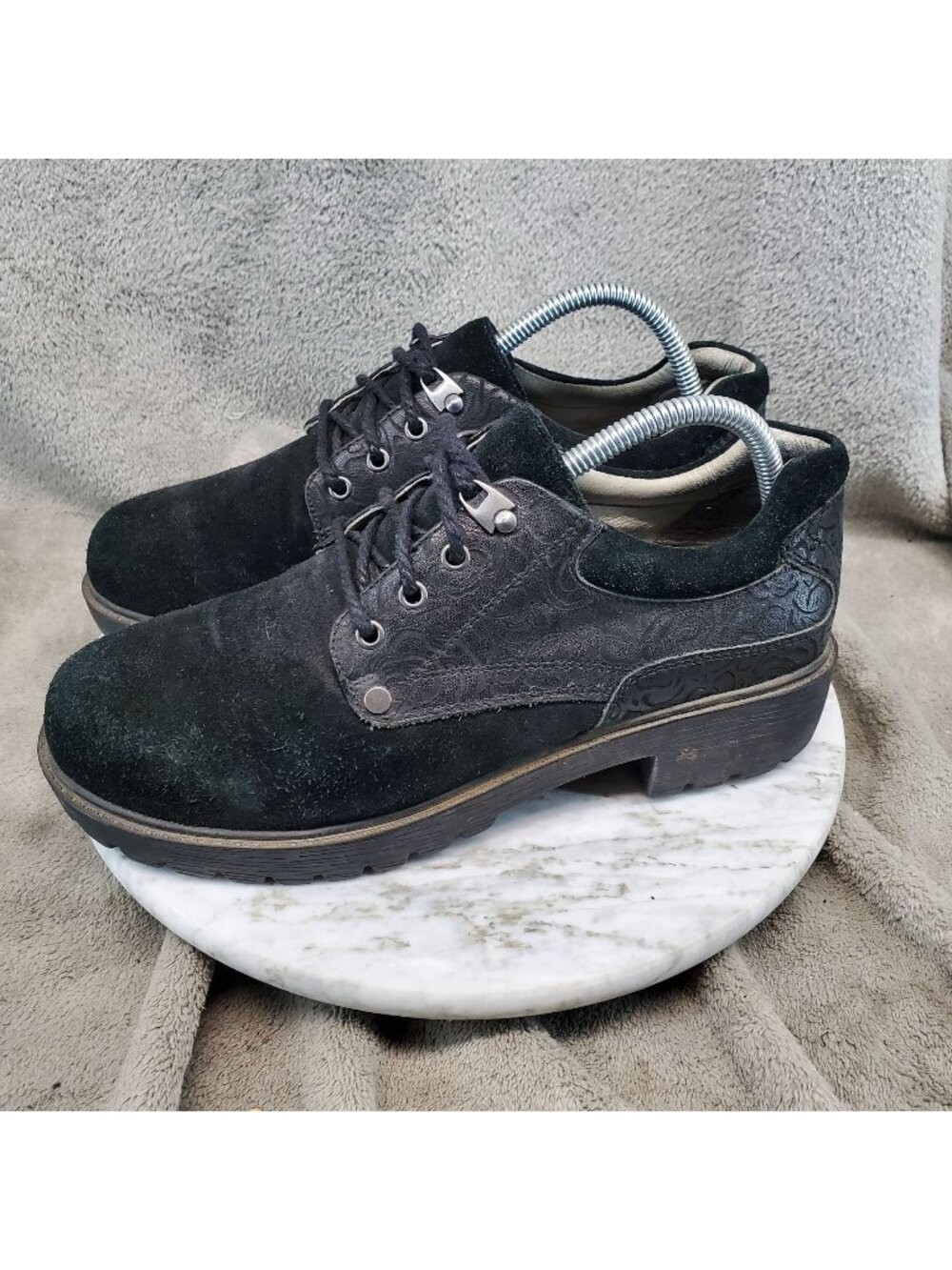 Alegria Shoes Womens Size EU 40 9.5 Cheryl Briar Black Suede Derby *Read*